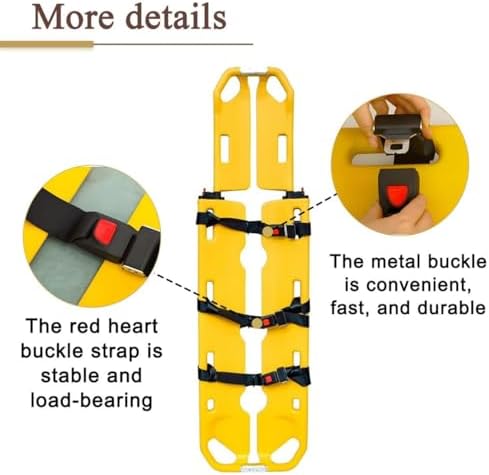 Foldable Plastic Scoop Stretcher - Adjustable Length Medical Transport Stretcher for Emergency, Hospital, Clinic, Home & Sports Venues - Portable Ambulance Rescue Flat Stretcher with Head Support