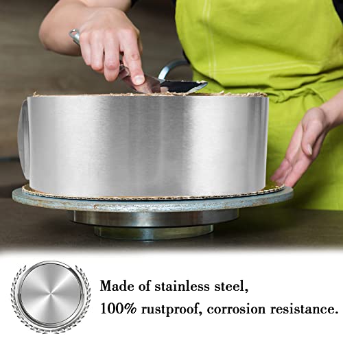 Foto von 2 Stücke Tortenring Verstellbar 16-30cm Runder und 15-28cm Rechteck,Edelstahl Backring Cake Ring Backrahmen Tortenrahmen Ausziehbar, zum Torten Pizza Backen Desserts, Backzubehör