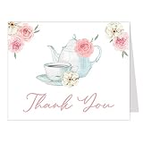 The Invite Lady Tea Party Thank You Cards Bridal Shower Pink English British High Tea Cup Floral Flo