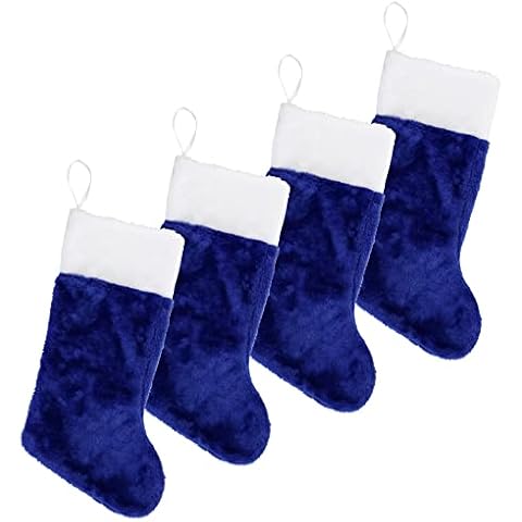 Iconikal Plush Decorative Stocking, 18-inches Tall, Blue, 4-Pack Cover