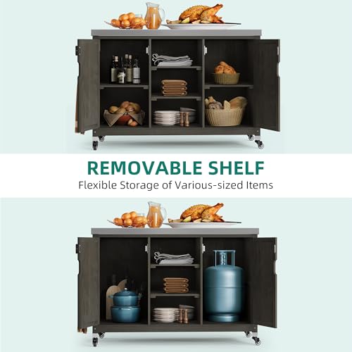 YITAHOME-Outdoor-Grill-Cart-and-Storage-Cabinet-with-Stainless-Steel-Table-Top-and-Spice-Rack-5964-x-2362-Solid-Wood-Kitchen-Island-Bar-Table-Movable-Coffee-Cart-with-Lockable-Wheels-Brown YITAHOME Outdoor Grill Cart and Storage Cabinet with Stainless Steel Table Top and Spice Rack 5964 x 2362 Solid Wood Kitchen Island Bar Table Movable Coffee Cart with Lockable Wheels Brown