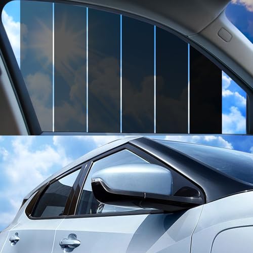 Tönungsfolie Auto Fenster 50×300cm, Schwarz Sonnenschutzfolie selbstklebend für Autoscheiben, UV Schutz & Hitzeschutz, Splitterschutz, Verschiedene Lichtdurchlässigkeit (VLT 25%, 50CM*300CM)