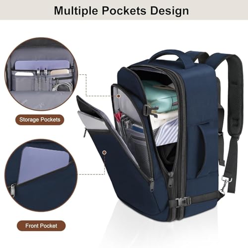 MATEIN Bagaż Podręczny 40x30x20, 24L Plecak Podróżny Męski i Damski do Ryanair, Eurowings, Wizzair, Vueling, Cabin Bag Travel Backpack do Pracy, Biznesu i Podróży, Niebieski