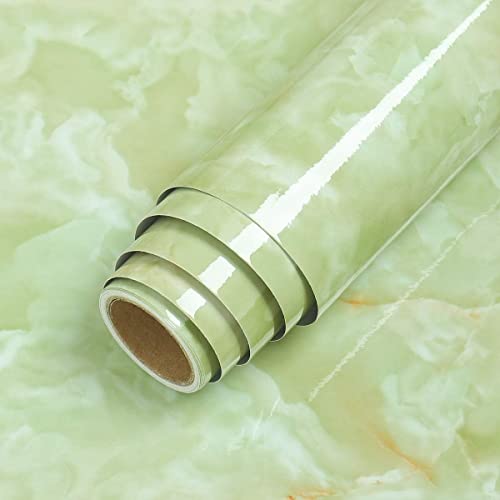 Image of FOKRIM Green Marble Wallpaper for Wall (Size- 60x200cm) self Adhesive Wallpaper Wall Stickers Oil-Proof Waterproof Wallpaper for Kitchen (Green)