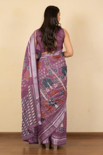 Image of MIRCHI FASHION Saree for Woman Cotton Blend Printed | Traditional Ethnic Sari for Ceremonial Use and Farewell with Blouse Piece