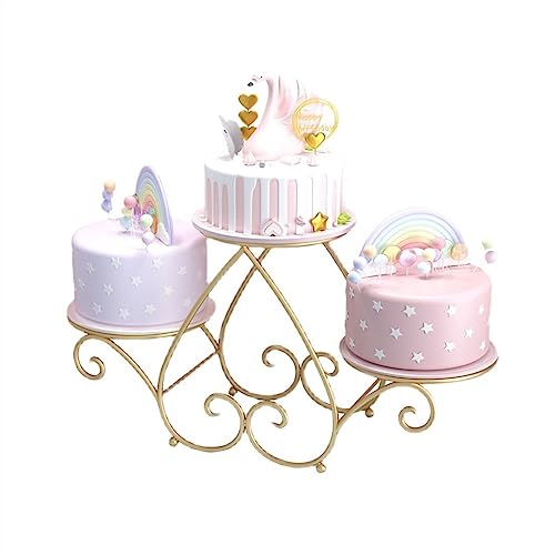 CFY652 Soporte Tarta Estante de exhibición Europeo de Dobos Torte, Estante de exhibición de panadería, Mesa de decoración for Fiesta de Boda y cumpleaños Cake Stand(Gold)