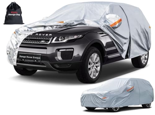 Kayme 6 Layers SUV Car Cover Custom Fit for Land Rover Range Rover Evoque (2011-2026), Waterproof All Weather for Automobiles,Rain Sun UV Protection.Silver