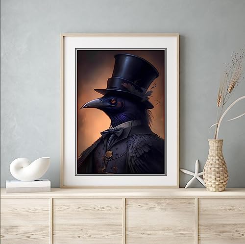 Image of Beauitiful vivid fine art print of a Vintage Victorian style Gothic Raven painting (picture 4) (A4 PRINT ONLY) (29.7 X 21CM)