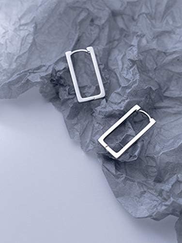 Rectangle Minimalist Sterling Silver Small Hoop Earrings for Women Girls Cartilage Dainty Huggie Hoops 20mm