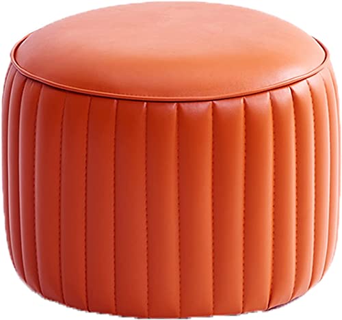 Tabouret à langer ottoman rouge orange en cuir pour chambre - 2