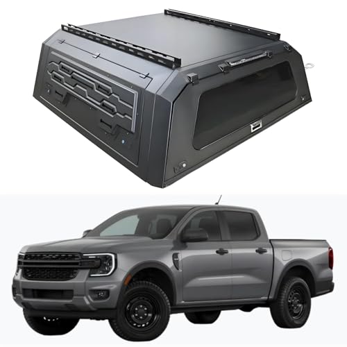 Hynex 5FT Hard Top Pickup Truck Topper Bed Cap Canopy for Ford Ranger 2019 2020 2021 2022 2023 2024 2025 2026 5' Box Bed Cover with Lock Hardtop Tonneau Cover Accessories