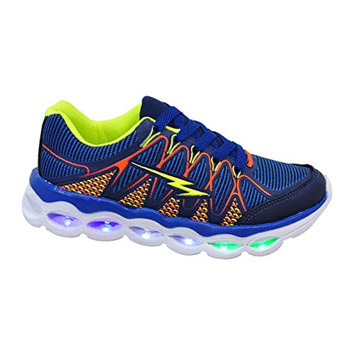 Tênis Infantil Masculino com Luzes de Led MP1717A - AS014 cor:Azul Marinho-Limão;Tamanho:32