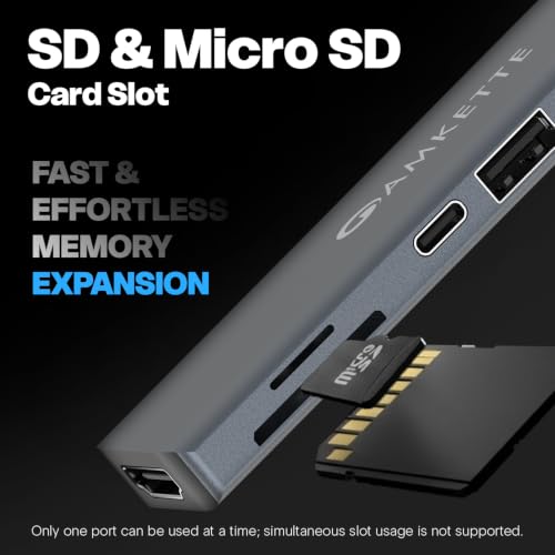 Image of Amkette 7-in-1 Type C Hub /Docking Station for Laptop, USB hub Type c with 100W Power Delivery, 4K HDMI Output, USB 3.0, USB 2.0, SD /TF Card Reader, USB c hub for MacBook, Windows Laptops