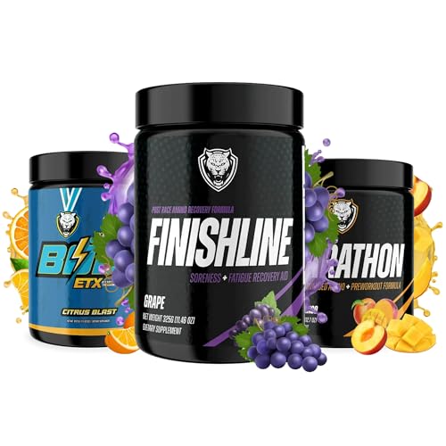 6AM Run Marathon Training Trio – Energy, Focus & Recovery Bundle (Sprint, Marathon, FinishLine) – Dietary Supplement Powder (901g, Bolt - Citrus/Marathon (Peach Mango) / Grape)