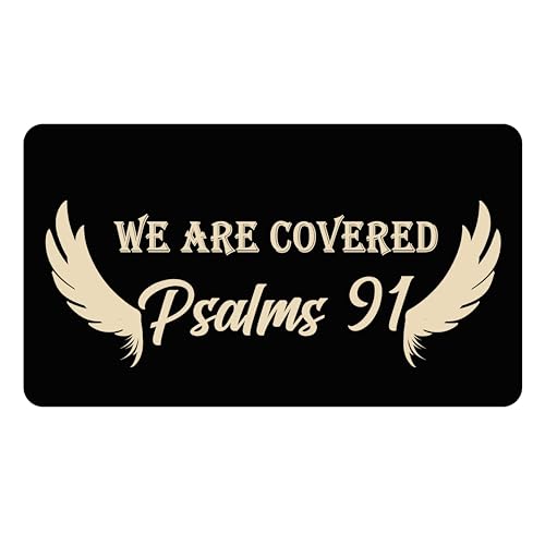 CHACHAHAER We are Covered Psalm 91 Doormat,Non-Slip Indoor & Outdoor,Farmhouse Funny Kitchen Rugs Novelty Home Housewarming Gift Mat 30"(W) X 17"(L)
