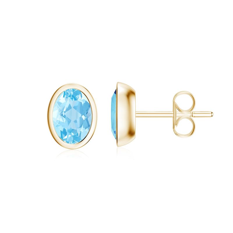 Image of Silvershake 6MM Round Shape Bazel Set Birthstone Gemstone 925 Sterling Silver Stud Post Earrings Jewelry for Business Women or Teens