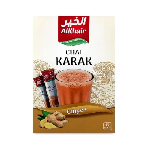 Alkhair Karak Chai Tea Latte with Ginger – Instant Tea, 12 Sachets (20g Each, 240g Total)