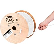 TRUE CABLE Cat6 Outdoor Bulk Ethernet Cable, Unshielded, 1000ft, White, UV Resistant, OSP Jacket, 23AWG Solid Bare Copper, 550MHz, PoE++ 4PPoE