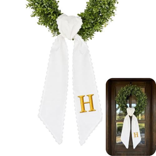 Chikky Monogram Wreath Sash Bow for Front Door...