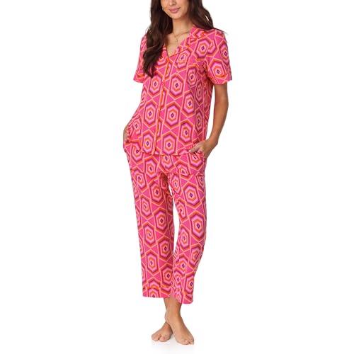 Image of Bed Head PJs Womens Matching Pajamas - Soft Organic Cotton Button Down PJ Shirt & Cropped Pants Set - Loungewear & Sleepwear