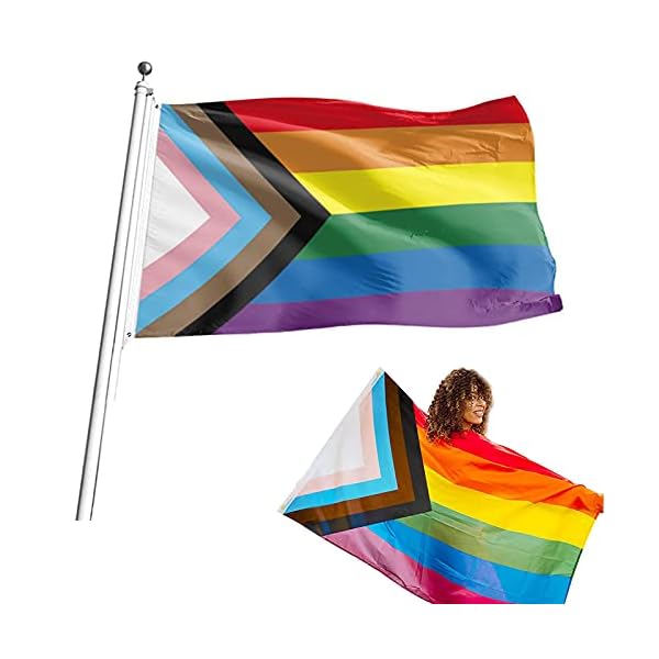MOGADEE® Progress Pride-vlag, regenboogvlag, LGBTQ-vlag, homovlag, Joint-Pride-vlag, 150 x 90 cm,diverse…