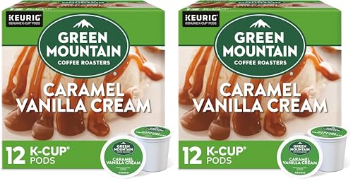 Image of Green Mountain Coffee Roasters Caramel Vanilla Cream Keurig Single-Serve K-Cup pods, Light Roast Coffee, 12 Count (Pack of 2)