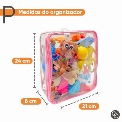 Kit 3 Organizador Brinquedos Zíper Empilhável Bloco Montar (Rosa)