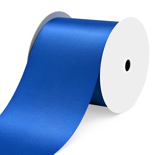 Ribtcute Double Faced Royal Blue Satin Ribbon 3 Inch Royal Blue Satin Ribbon for Gift Wrapping,Flower Bouquet,Bows,Crafts,Wedding,Invitation,15 Yards