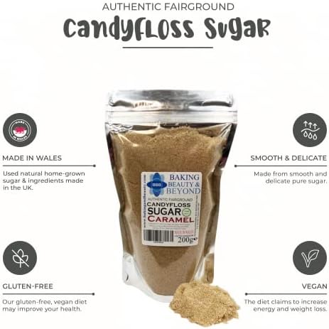 Baking Beauty and Beyond Premium Candy Floss Sugar 200g - Caramel Flavour