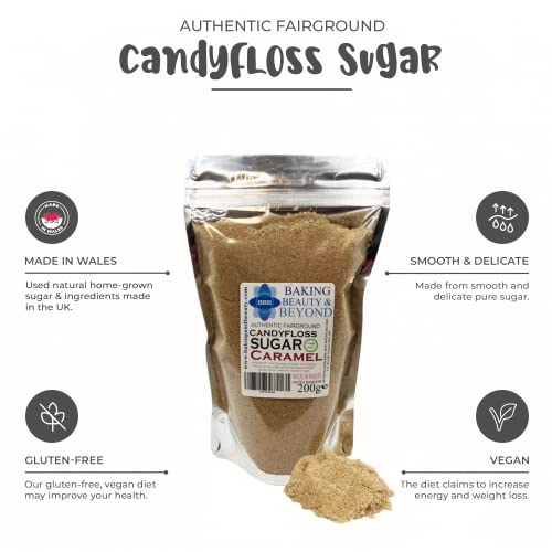 Baking Beauty and Beyond Premium Candy Floss Sugar 200g - Caramel Flavour