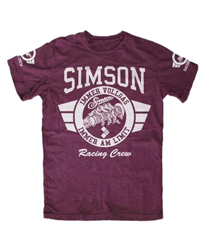 Simson Immer Vollgas T-Shirt Diverse Farben S-5XL Farbe: Burgund Bekleidungsgröße: L