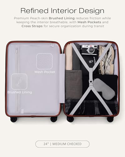 Image of Coolife Luggage, Lightweight PC Hardside Suitcase, Checked-Medium 24-Inch | Dual Spinner Wheels, TSA-Approved Lock, Upgraded PC Hardshell, Durable Travel Suitcase, Medium Checked Luggage
