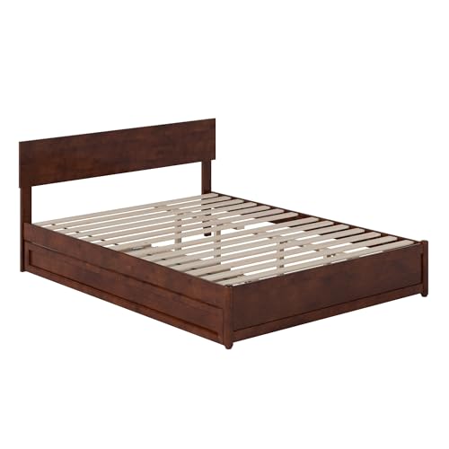 AFI, Wesley Queen Platform Bed with Panel Footboard & Twin XL Trundle, Walnut by AFI - Used condition - Image 8