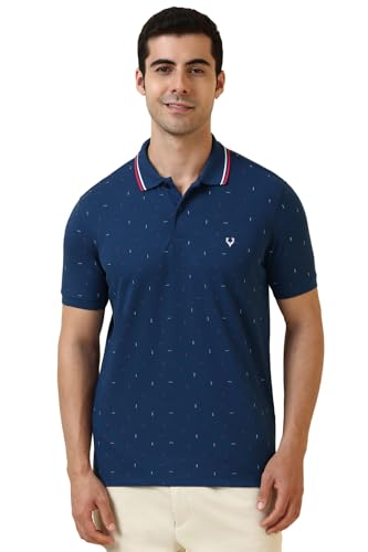 Image of Allen Solly Men's Polo T-Shirt | Polycotton Blend | Color-Block Print | Regular Fit | Smart Casual Wear