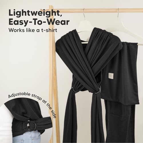 keababies baby wrap carrier ring sling - easy to wear adjustable d-lite baby carrier newborn to toddler infant carrying shirt hands free bonding breathable fabric wearing wrap trendy black