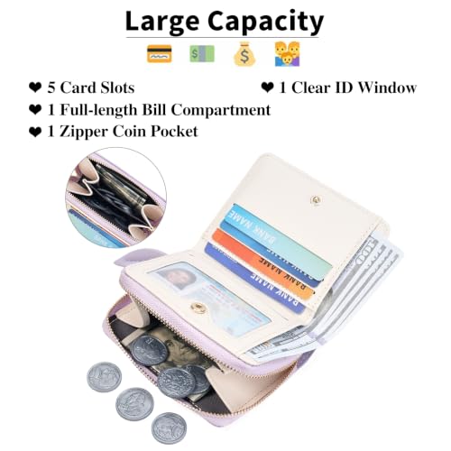 Image of GAEKEAO Small Wallet for Women RFID Blocking Vegan Leather Floral Ladies Purse Bifold Compact Card Holder with Zipper Pocket