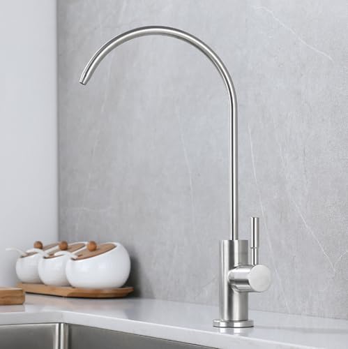 Robinet acier inoxydable gris au design col de cygne épuré