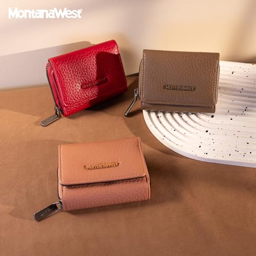 Image of Montana West Women's Wallet Slim Trifold Card Holder RFID Blocking with Zipper Coin Pocket