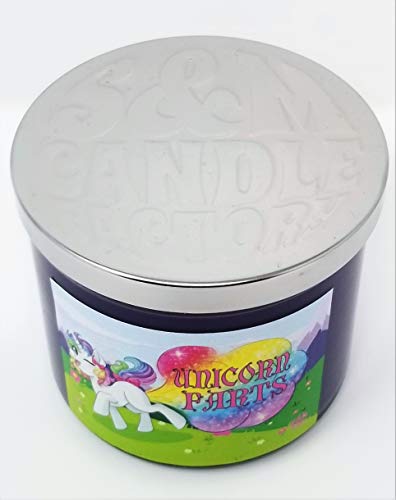 S&M Candle Factory Unicorn Farts Candle 3 Wick Grape Soda Scented Soy Wax 14.5 Oz Candle ~ 80 Hour Burn Time ~ Aromatherapy Soy Candles ~ Non-Toxic ~ 100% Made In Usa ~ (Unicorn Farts Grape Soda) #TOP1