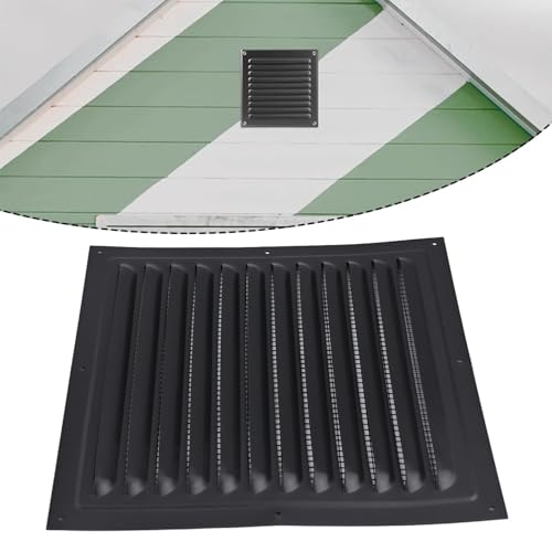 Tidevib Griglia di ventilazione in metallo, 250 x 250 mm, con rete in nylon, in lega di alluminio, colore: nero