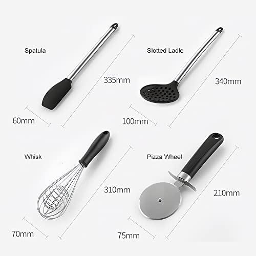 Utensílio de silicone, KKcare Conjunto de utensílios de cozinha 16 unidades de silicone antiaderente