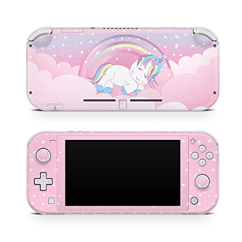 Tacky design Funda de unicornio rosa compatible con Nintendo Switch Lite, color rosa compatible con calcomanías Switch Lite, calcomanía de vinilo de 3 m, bonita cubierta completa