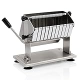 Zelsius Edelstahl Currywurstschneider für 18 mm Scheiben | 10 extra scharfe Messer mit Wellenschliff | Bratwurstschneider manuell für Imbiss, Gastro | Hand Curry Wurst Schneider, Wurstschneider