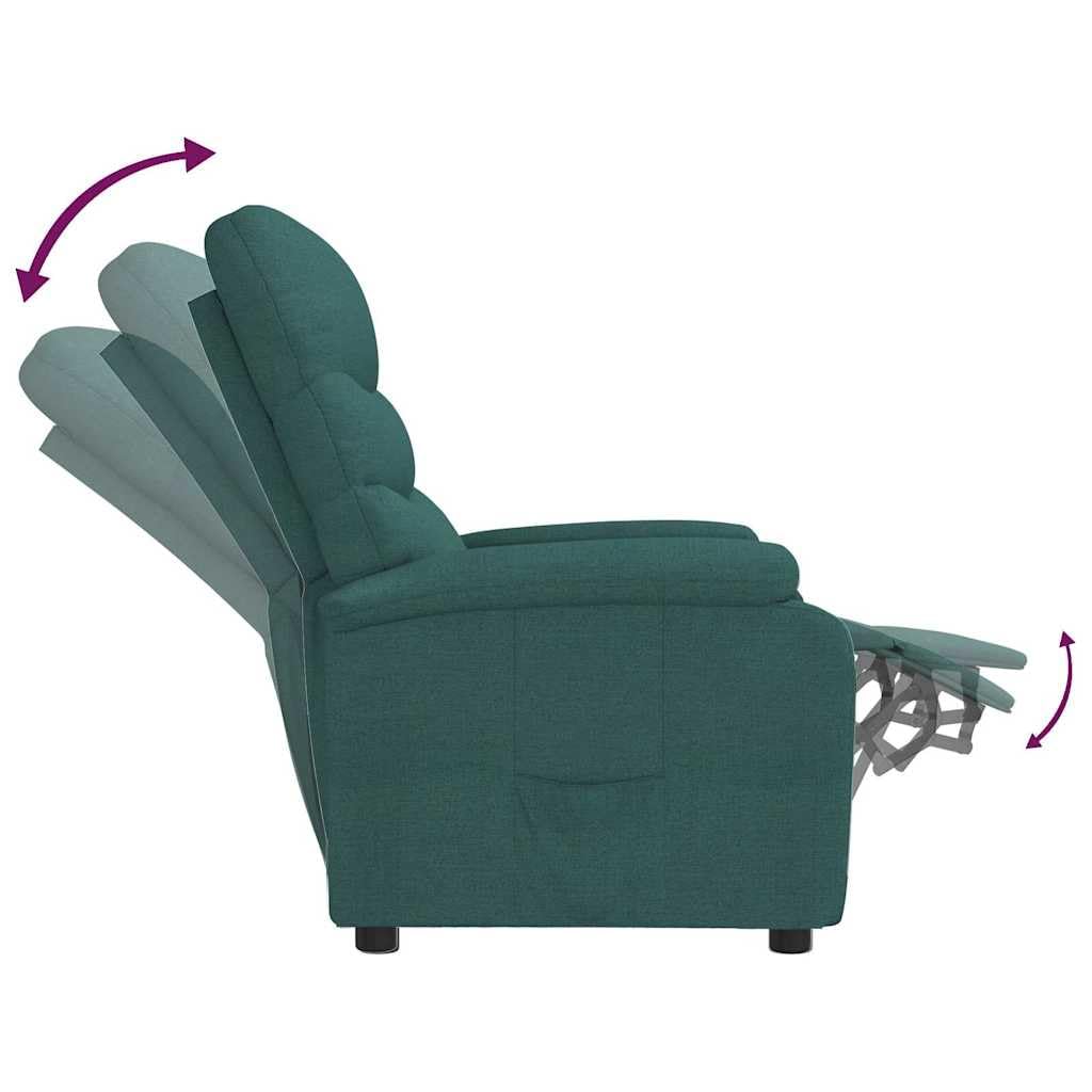 Sillón Relax Verde Oscuro Sillón Ajustable TV de Tela | Cómodo sillón reclinable con 3 posiciones ajustables para noches relajadas en el salón o sala de lectura.