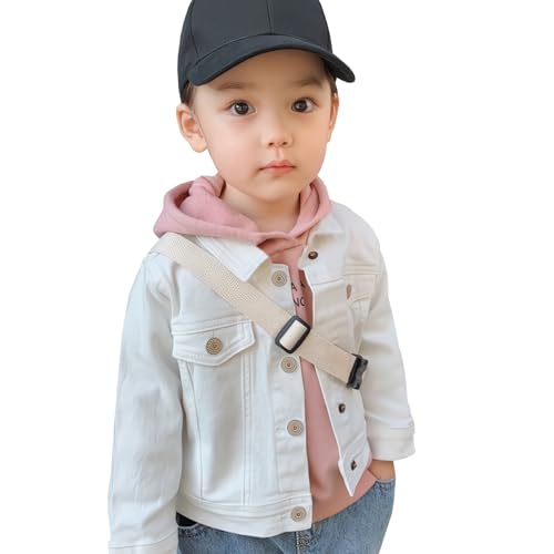 Amur Leopard Mädchen Jeansjacke Kinder Übergangsjacke Frühling Herbst Denim Jeans Jacke, Beige, 90