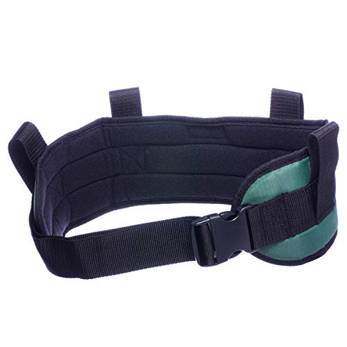 COW&COW Padded Gait Belt with 4 Handles and Quick Release Buckle 5.5 inchs(Green, M/28inches-48inches)