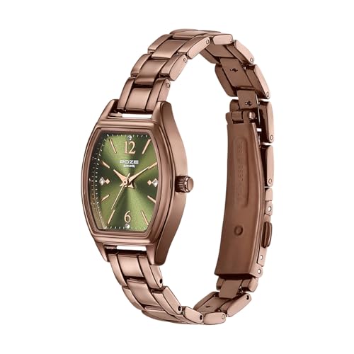 Image of Sonata Poze 8 Quartz Analog with Green Dial IP Brown Stainless Steel Strap Watch for Women - SP80166QM01W
