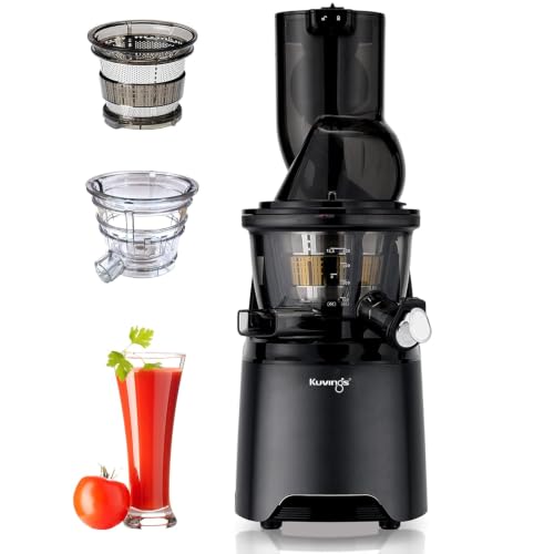 Image of Kuvings EVO810 Black Professional Cold Press Juicer,Only Juicer with Patented Rubber & Silicon-Free Technology, 12 YR Warranty, All-in-1 Fruit & Vegetable Juicer,With Smoothie & Sorbet Attachment
