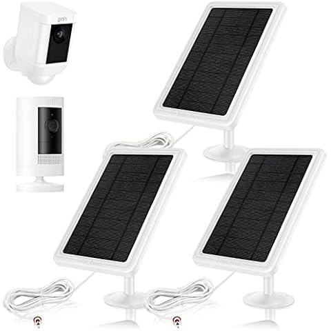 Ring Solar Panel Charger, Solar Panel for Ring Stick Up Cam 2nd & 3rd Gen, Ring Spotlight Camera Battery, 5V 4.5W Output Super Fast Charging (3Pack-White) Cover