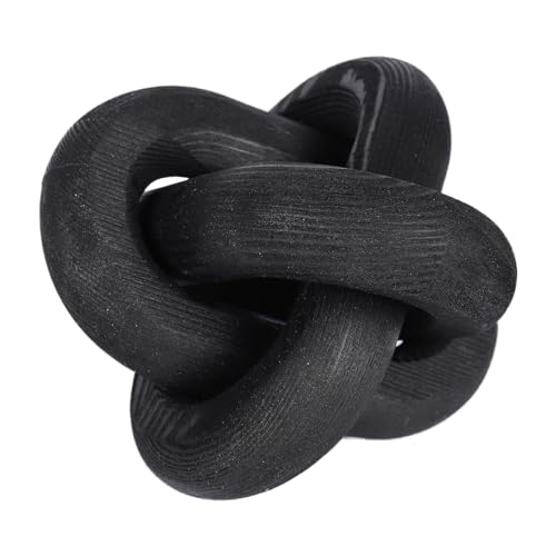 3-Link Wood Chain Link Decor Book Shelf Decor Home Decor Decorative Chain Knot Coffee Table Accessories Rustic Farmhouse Boho Bead Garland Decor for Christmas Halloween Decorations,6inch,Black